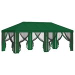 vidaXL Kryt altánku s bočnými stenami 6 x 3 m Zelená Polyester 190 – Obrázok 4