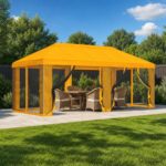 vidaXL Kryt altánku s bočnými stenami 6 x 3 m Žltá Polyester 190