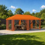 vidaXL Kryt altánku s bočnými stenami 6 x 3 m Oranžová Polyester 190