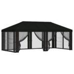 vidaXL Kryt altánku s bočnými stenami 6 x 3 m Čierna Polyester 190 – Obrázok 2