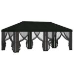 vidaXL Kryt altánku s bočnými stenami 6 x 3 m Čierna Polyester 190 – Obrázok 4