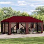 vidaXL Kryt altánku s bočnými stenami Vínovo červená 600,5 x 300,5 cm