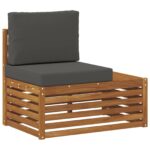 vidaXL Vonkajšia koncová pohovka s vankúšom Prírodná 91 x 63 x 73 cm – Obrázok 2