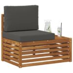 vidaXL Vonkajšia koncová pohovka s vankúšom Prírodná 91 x 63 x 73 cm – Obrázok 3