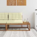 vidaXL Vonkajšia koncová pohovka s vankúšom Prírodná 115 x 83 x 73 cm