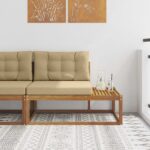 vidaXL Vonkajšia koncová pohovka s vankúšom Prírodná 115 x 83 x 73 cm