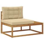 vidaXL Vonkajšia koncová pohovka s vankúšom Prírodná 115 x 83 x 73 cm – Obrázok 2