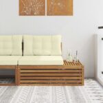 vidaXL Vonkajšia koncová pohovka s vankúšom Prírodná 115 x 83 x 73 cm