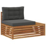 vidaXL Vonkajšia koncová pohovka s vankúšom Prírodná 115 x 83 x 73 cm – Obrázok 2