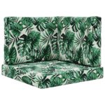 vidaXL Vankúš na vonkajšiu pohovku 3 pcs Vzor listov Polyester – Obrázok 2