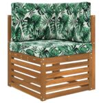 vidaXL Vankúš na vonkajšiu pohovku 3 pcs Vzor listov Polyester – Obrázok 3
