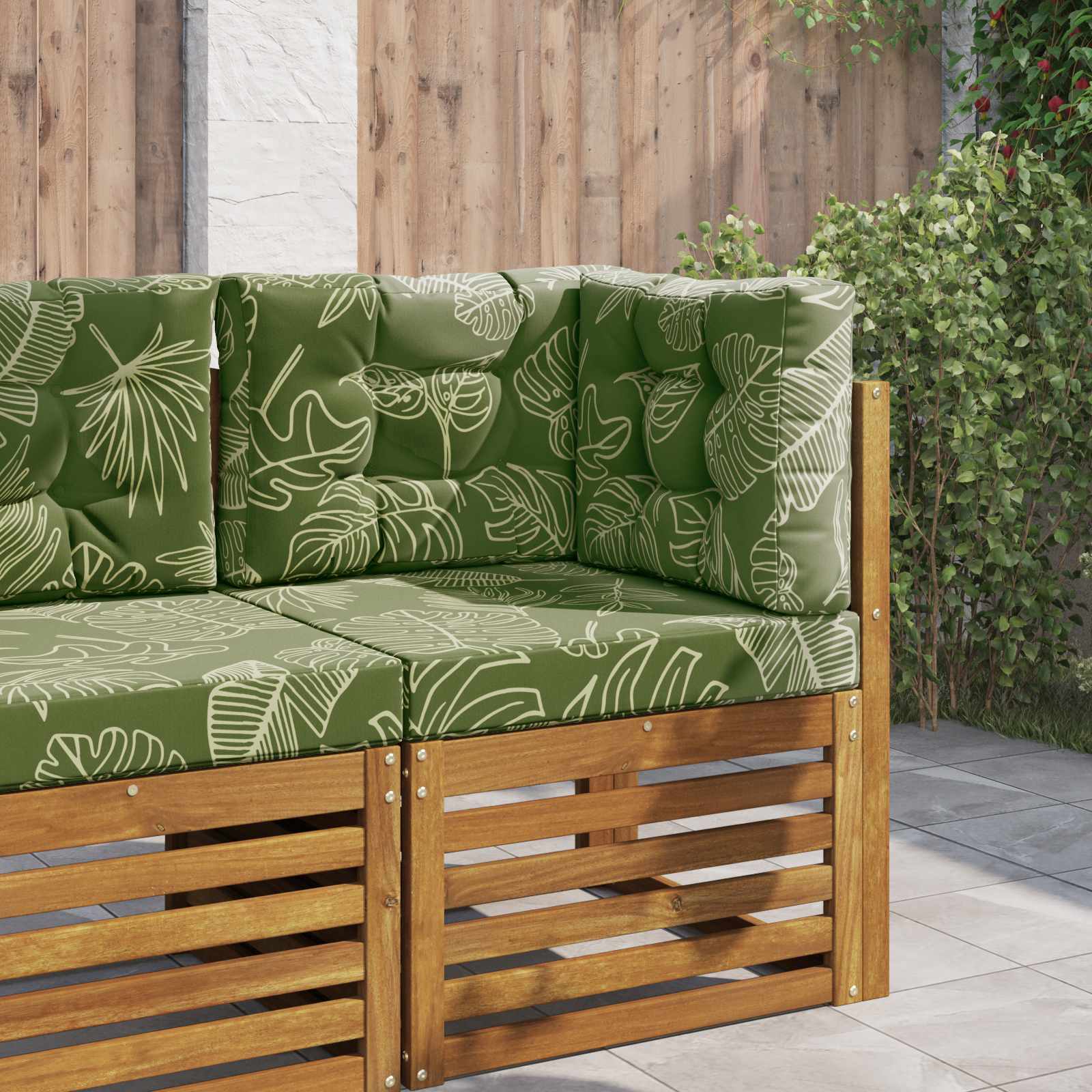 900775_1.jpg vidaXL Vankúš na vonkajšiu pohovku 3 pcs Design s listami Polyester – Obrázok 1