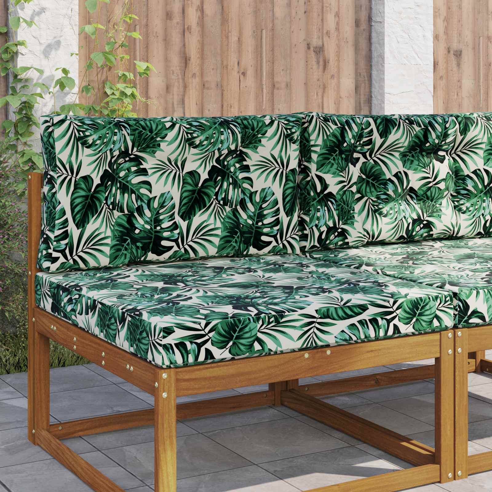 900858_1.jpg vidaXL Vankúš na vonkajšiu pohovku 2 pcs Vzor listov Polyester – Obrázok 1