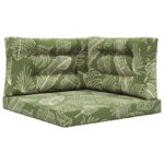 vidaXL Vankúš na vonkajšiu pohovku 3 pcs Design s listami Polyester – Obrázok 2