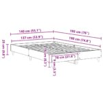 vidaXL Rám postele Sonoma 137 x 190 cm Kompozitné drevo – Obrázok 10