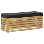 vidaXL Záhradná stolička, lavička s vankúšom Biela 115 x 43 x 45 cm – Obrázok 2