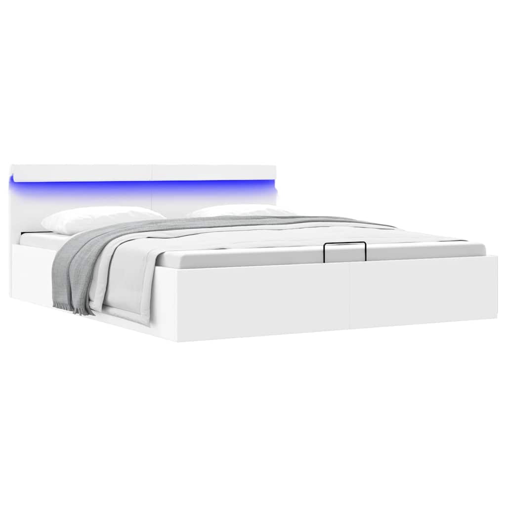285550_1.jpg vidaXL Hydraulický posteľný rám+úložný priestor a LED biely 160x200 cm – Obrázok 1