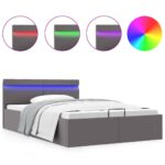 vidaXL Hydraulický posteľný rám+úložný priestor s LED sivý 140x200 cm – Obrázok 2