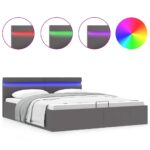 vidaXL Hydraulický posteľný rám+úložný priestor, LED, 160x200 cm – Obrázok 2