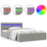 vidaXL Hydraulický posteľný rám+úložný priestor, LED, látka 120x200 cm – Obrázok 2