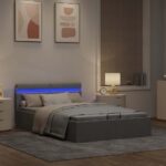 vidaXL Hydraulický posteľný rám+úložný priestor, LED, látka 120x200 cm – Obrázok 5