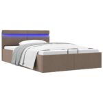 vidaXL Hydraulický posteľný rám+úložný priestor, LED, látka 120x200 cm