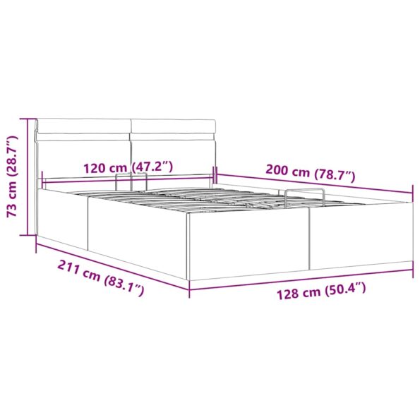 vidaXL Hydraulický posteľný rám+úložný priestor, LED, látka 120x200 cm – Obrázok 13