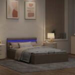 vidaXL Hydraulický posteľný rám+úložný priestor, LED, látka 120x200 cm – Obrázok 5