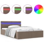 vidaXL Hydraulický posteľný rám+úložný priestor, LED, látka 140x200 cm – Obrázok 2