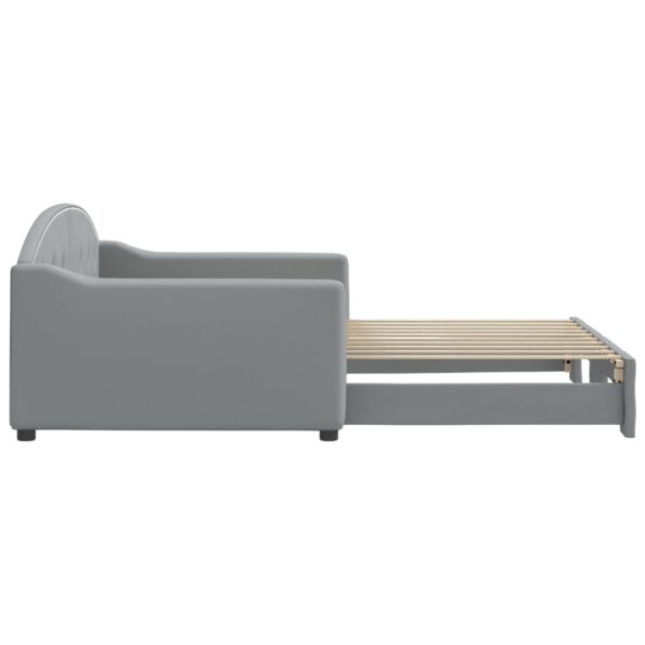 vidaXL Denná posteľ s rozkladacou posteľou bledosivá 100x190 cm látka – Obrázok 4