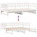 vidaXL Rozkladacia denná posteľ s matracmi bez matraca biela 90x190 cm – Obrázok 8