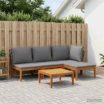vidaXL 5 ks Záhradný lounge set s vankúšmi Prírodná