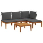 vidaXL 5 ks Záhradný lounge set s vankúšmi Prírodná – Obrázok 2