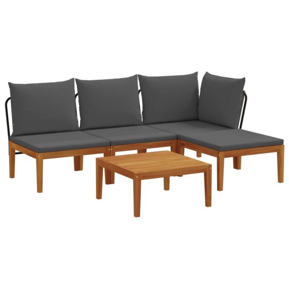 vidaXL 5 ks Záhradný lounge set s vankúšmi Prírodná – Obrázok 2
