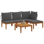 vidaXL 5 ks Záhradný lounge set s vankúšmi Prírodná – Obrázok 3
