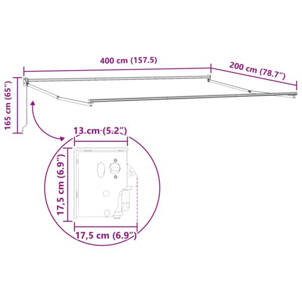 vidaXL Sklopná markíza Béžová 4 x 2 m 100% polyester a hliník – Obrázok 10