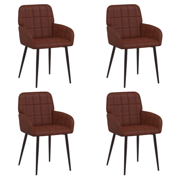 vidaXL Jedálenské stoličky 4 pcs Umelá koža Lesklá hnedá – Obrázok 2