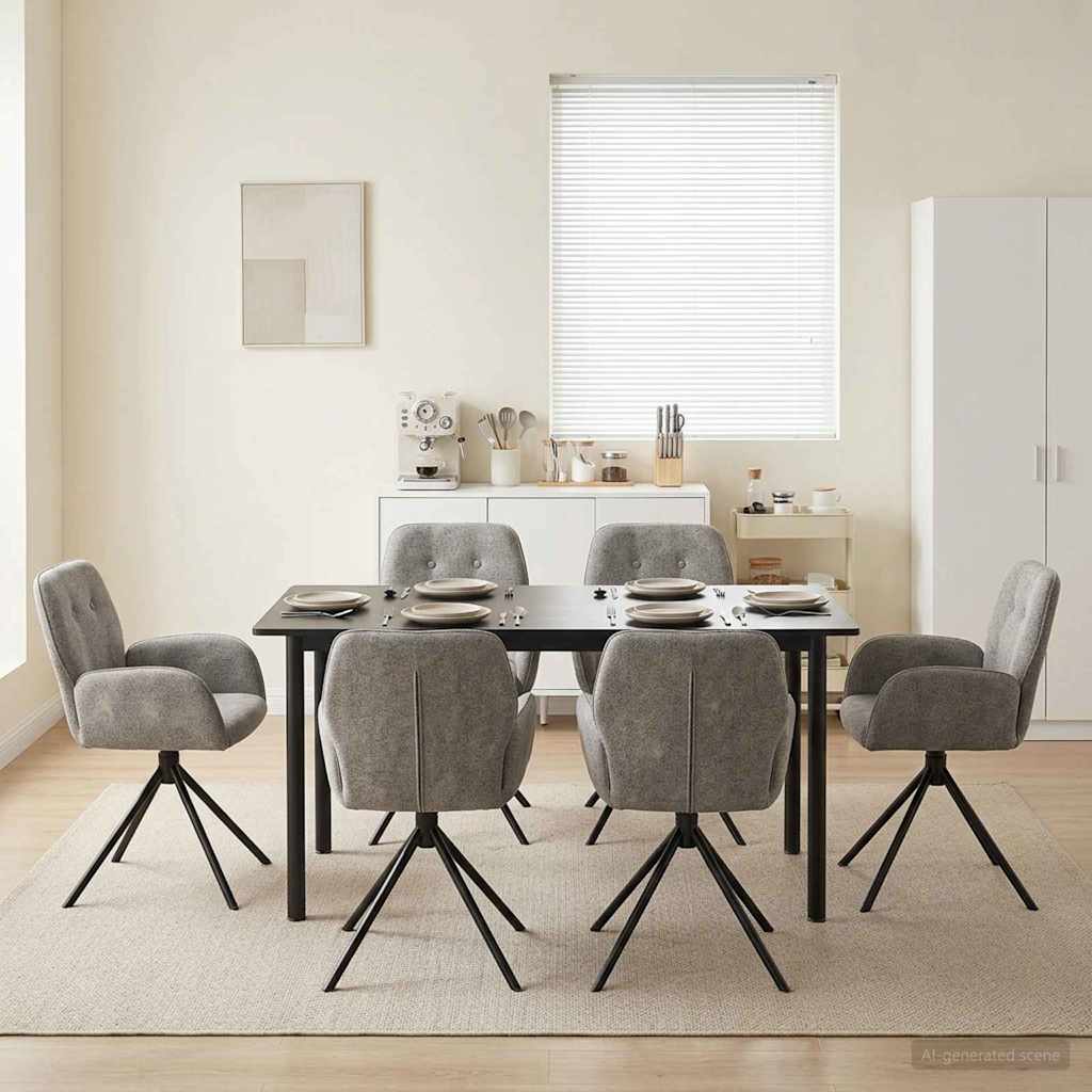 3428354_1.jpg vidaXL Otočné jedálenské stoličky 6 pcs Faux semišová koža Svetlosivá – Obrázok 1