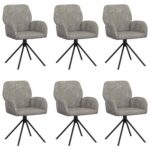 vidaXL Otočné jedálenské stoličky 6 pcs Faux semišová koža Svetlosivá – Obrázok 2