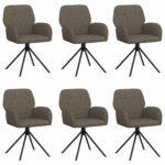 vidaXL Otočné jedálenské stoličky 6 pcs Faux semišová koža Tmavosivá – Obrázok 2