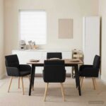 vidaXL Jedálenské stoličky 4 pcs Látka Čierna 60 x 56 x 96 cm