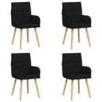 vidaXL Jedálenské stoličky 4 pcs Látka Čierna 60 x 56 x 96 cm – Obrázok 2