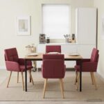 vidaXL Jedálenské stoličky 4 pcs Látka Víno červené 60 x 56 x 96 cm