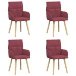 vidaXL Jedálenské stoličky 4 pcs Látka Víno červené 60 x 56 x 96 cm – Obrázok 2