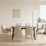 vidaXL Jedálenské stoličky 4 pcs Látka Krémová 60 x 56 x 96 cm
