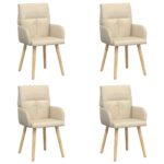 vidaXL Jedálenské stoličky 4 pcs Látka Krémová 60 x 56 x 96 cm – Obrázok 2