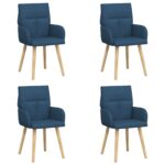 vidaXL Jedálenské stoličky 4 pcs Látka Modrá 60 x 56 x 96 cm – Obrázok 2