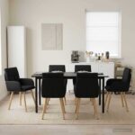 vidaXL Jedálenské stoličky 6 pcs Látka Čierna 60 x 56 x 96 cm