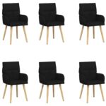 vidaXL Jedálenské stoličky 6 pcs Látka Čierna 60 x 56 x 96 cm – Obrázok 2