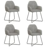 vidaXL Jedálenské stoličky 4 pcs Zamat Svetlosivá 55 x 50 x 84 cm – Obrázok 2